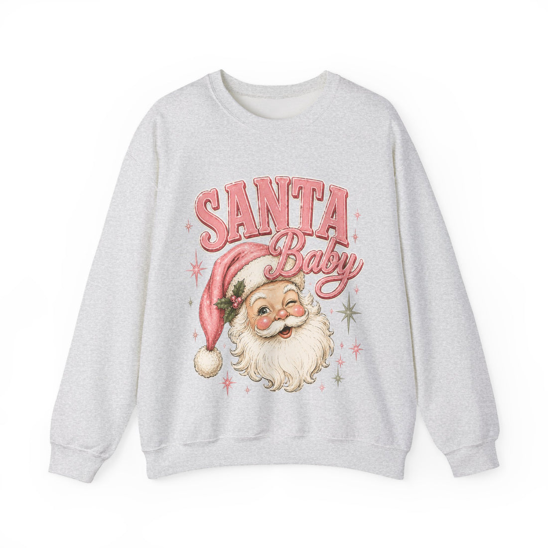 Santa Baby Sweatshirt — Vintage Pink Santa Christmas Crewneck